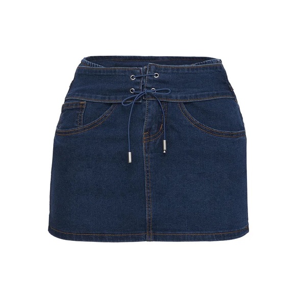 POPULAR LOW RISE MINI SKIRT MID BLUE WASH size 6 - Picture 2 of 4